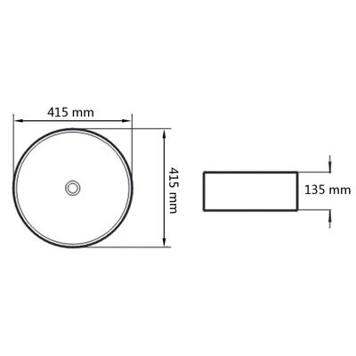 vidaXL Pyöreä keraaminen pesuallas 41,5x13,5 cm Valkoinen