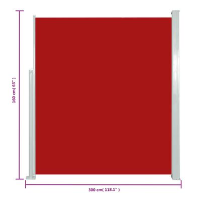 vidaXL Sisäänvedettävä terassin sivumarkiisi 160x300 cm punainen