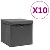 vidaXL S&auml;ilytyslaatikot kansilla 10 kpl 28x28x28 cm harmaa