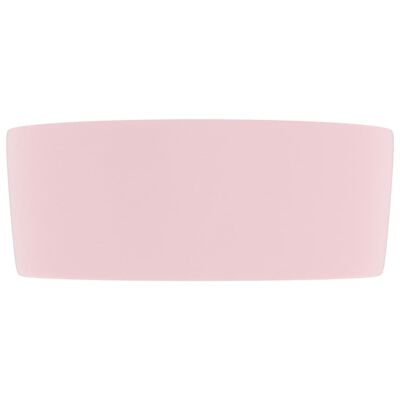 vidaXL Ylellinen pesuallas pyöreä matta pinkki 40x15 cm keraamiikka