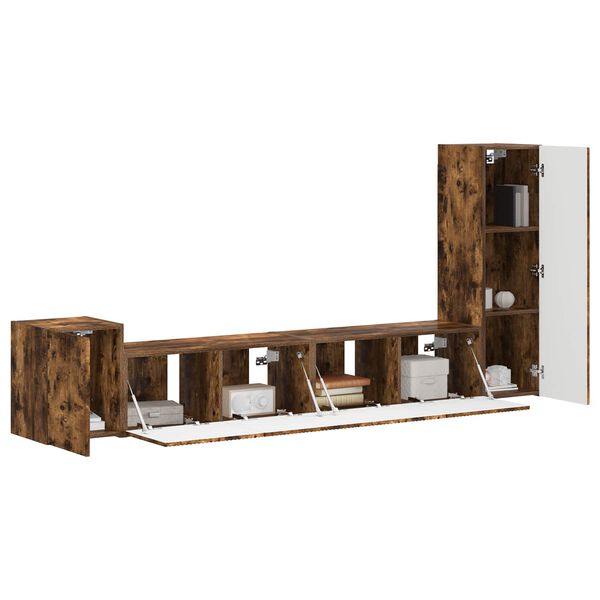 vidaXL TV-tasosetti Sein&auml;kiinnitett&auml;v&auml; 3 pcs Savup&auml;hkin&auml; Tekninen puu