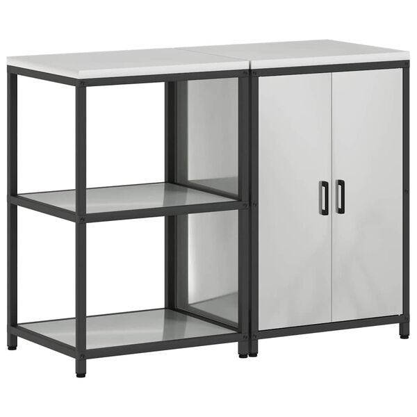 vidaXL Keitti&ouml;n s&auml;ilytyssarja hyllyll&auml; 2 pcs Hopea Galvanoitu ter&auml;s