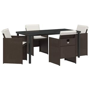 vidaXL Piharuokailu setti 5 pcs Ruskea polyrottinki