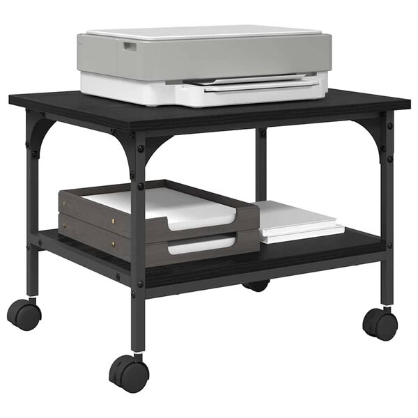 vidaXL Tulostinpidike Musta tammi. 50 x 40 x 38 cm Tekninen puu