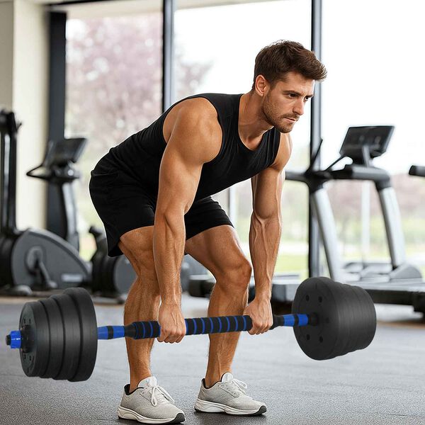 vidaXL 2-in-1 K&auml;sipainosetti Musta ja Sininen 121 x 19,5 x 19,5 cm