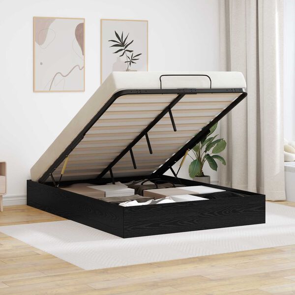 vidaXL Ottoman S&auml;ngyn Runko Musta Tammi 203 x 140 x 25 cm