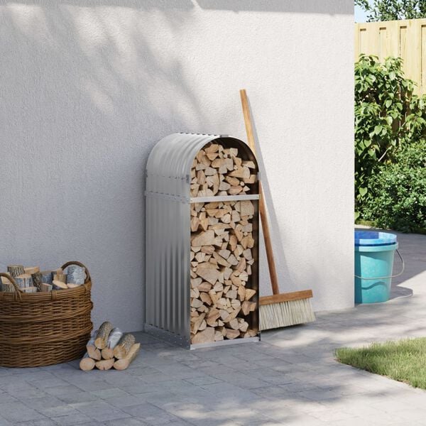 vidaXL Polttopuuteline vaaleanharmaa 40x45x100 cm galvanoitu ter&auml;s