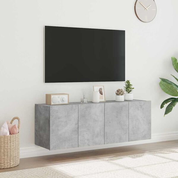 vidaXL TV-seinäkaapit LED-valoilla 2 kpl betoninharmaa 60x35x41 cm