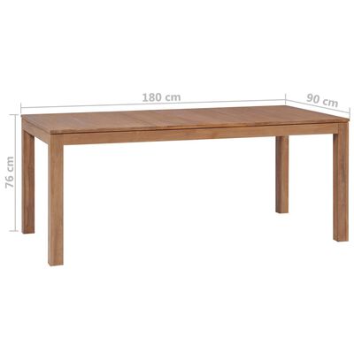 vidaXL Ruokapöytä kiinteä tiikki luonnollinen viimeistely 180x90x76cm