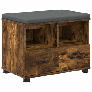 vidaXL Halli penkki tyynyll&auml; hyllyll&auml; Savustettu Tammi 60 x 38 x 46 cm