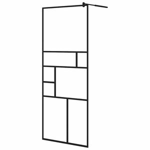 vidaXL Walk-in suihkun sein&auml;ke kirkas ESG-lasi 80x195 cm musta