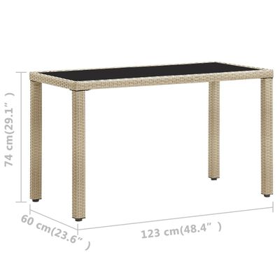 vidaXL Puutarhapöytä beige 123x60x74 cm polyrottinki