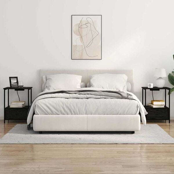 vidaXL Y&ouml;p&ouml;yt&auml;kaappi Musta tammi. 42 x 41 x 56 cm Tekninen puu