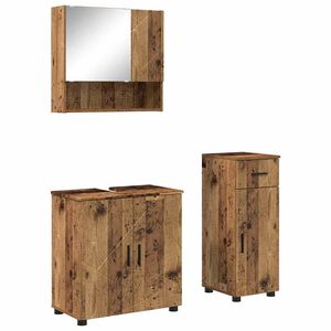vidaXL Kylpyhuonekalustesetti 3 kpl Vanha Puu 61 x 35 x 64 cm