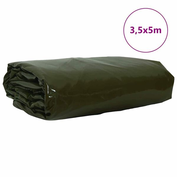 vidaXL Pressu 650g / m&sup2; Oliivivihre&auml; 3,5 x 5 m Kangas PVC-pinnoitteella