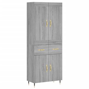 vidaXL Kaappi harmaa Sonoma 69,5x34x180 cm tekninen puu