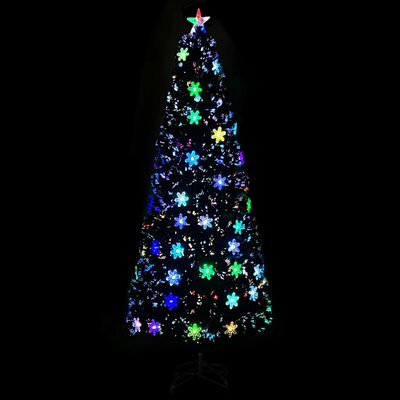 vidaXL Joulukuusi LED-lumihiutaleilla musta 240 cm kuituoptiikka