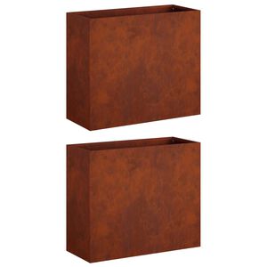 vidaXL Puutarha ruukku 2 kpl Ruosteinen 50 x 20 x 40 cm