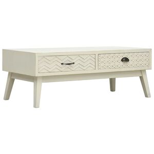 vidaXL Sohvap&ouml;yt&auml; 2 laatikolla kaiverrettu harmaa 110x50x40 cm puu