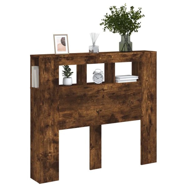 vidaXL Sängynpääty LED-valoilla savutammi 120x18,5x103,5 cm puu