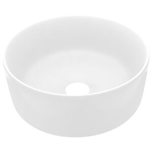 vidaXL Ylellinen pesuallas py&ouml;re&auml; matta valkoinen 40x15 cm keraamiikka