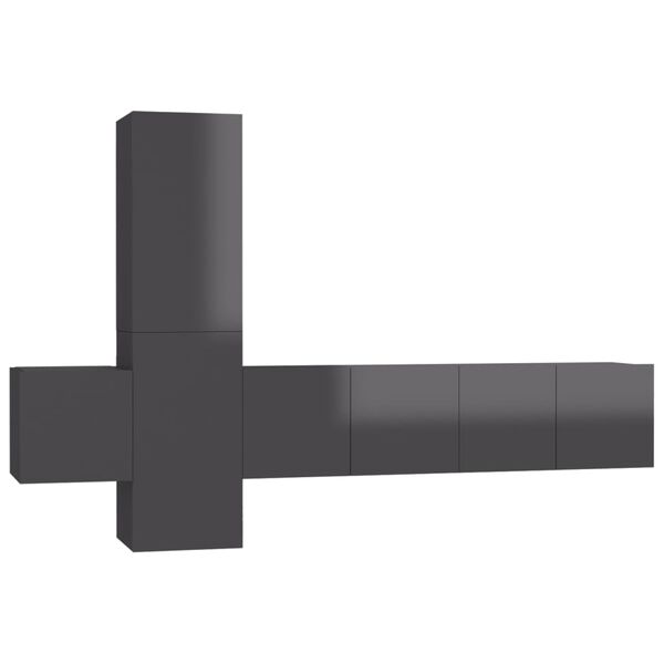 vidaXL 5-osainen TV-kaappisarja korkeakiilto harmaa lastulevy