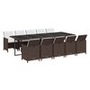 vidaXL 11-osainen Puutarhasohvasarja tyynyill&auml; polyrottinki ruskea
