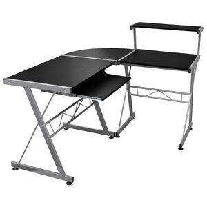 vidaXL Kulmatietokonep&ouml;yt&auml; musta 132x112x99 cm tekninen puu