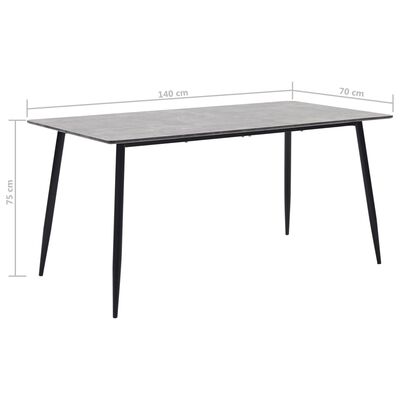 vidaXL Ruokapöytä harmaa 140x70x75 cm MDF