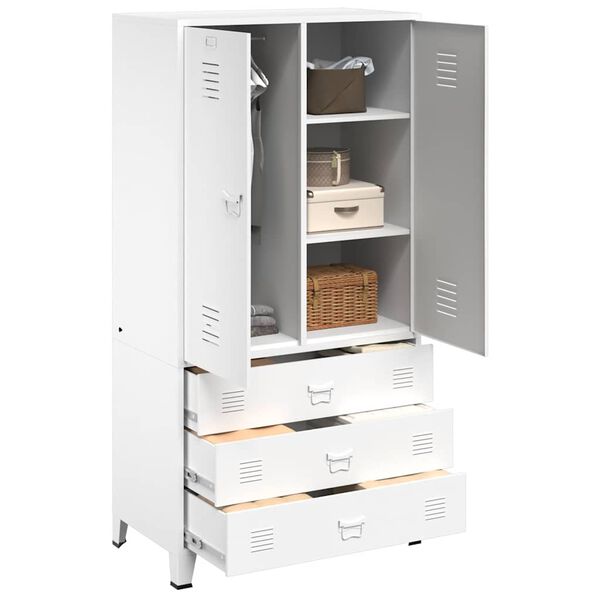 vidaXL Teollisuusvaatekaappi valkoinen 90x50x180 cm metalli