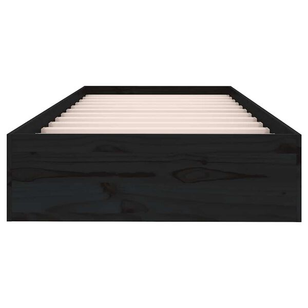 vidaXL Sängynrunko musta täysi puu 75x190 cm Small Single