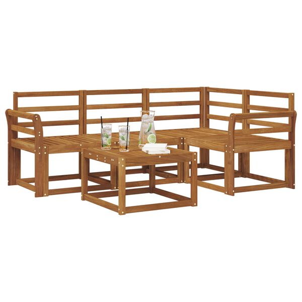 vidaXL Ulkosohvakokoelma 5 pcs Luonnollinen Tihe&auml; akasiapuu