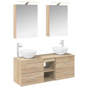 vidaXL Kylpyhuonekalustesetti 5 pcs Sonoma-tammi Tekninen puu ja lasi