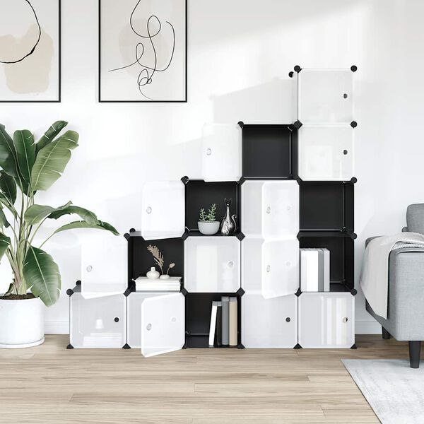 vidaXL S&auml;ilytyslokero 15 kuutiolla ja ovilla musta PP