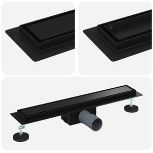vidaXL 2 in 1 Suihkuviem&auml;r Musta 50 cm Ruostumaton ter&auml;s 304