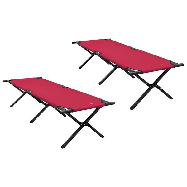 vidaXL Taitettava leirint&auml;vuode 2 pcs Punainen 193 x 69 x 45 cm