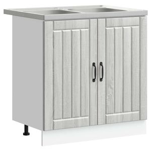 vidaXL Pesuallas-kaappi ovella Lucca 2 pcs Harmaa Sonoma Tekninen puu
