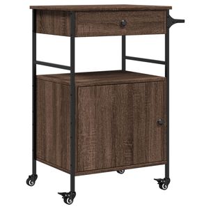 vidaXL Keitti&ouml;vaunu ruskea tammi 56x43x89,5 cm tekninen puu