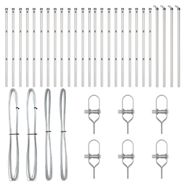 vidaXL Aitalatu Muut 26 pcs Harmaa 3,2 x 3,2 x 100 cm Teräs