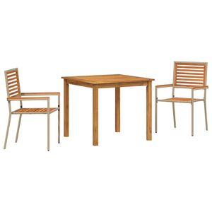 vidaXL Piharuokailu setti 3 kpl Beige Tihe&auml; akasiapuu