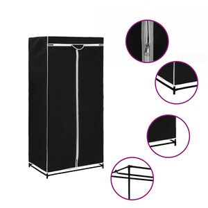 vidaXL Vaatekaappi musta 75x50x160 cm