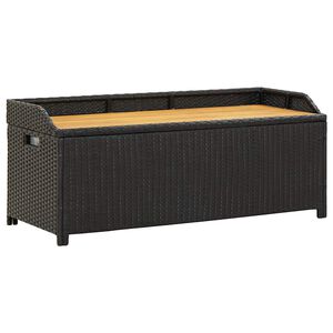 vidaXL Puutarhan s&auml;ilytyspenkki 120 cm polyrottinki musta