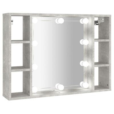 vidaXL Peilikaappi LED-valoilla betoninharmaa 76x15x55 cm