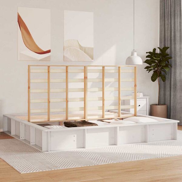 vidaXL S&auml;ngyn runko Valkoinen 200 x 200 cm Massiivinen m&auml;nty