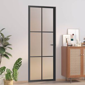 vidaXL Sis&auml;ovi 76x201,5 cm musta mattalasi ja alumiini