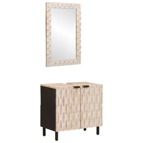 vidaXL Kylpyhuoneen setit Valkoinen pesu viimeistely Kiinte&auml; mango puu