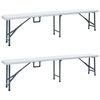 vidaXL Kokoontaitettavat puutarhapenkit 2 kpl 180 cm HDPE valkoinen