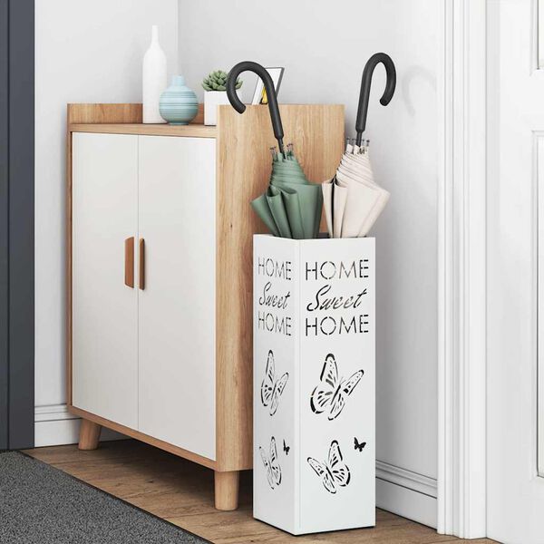 vidaXL Aurinkovarjojalusta Valkoinen 15.5 x 15.5 x 49 cm Metalli