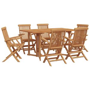 vidaXL Piharuokailu setti 7 pcs Ruskea Tiikkipuu
