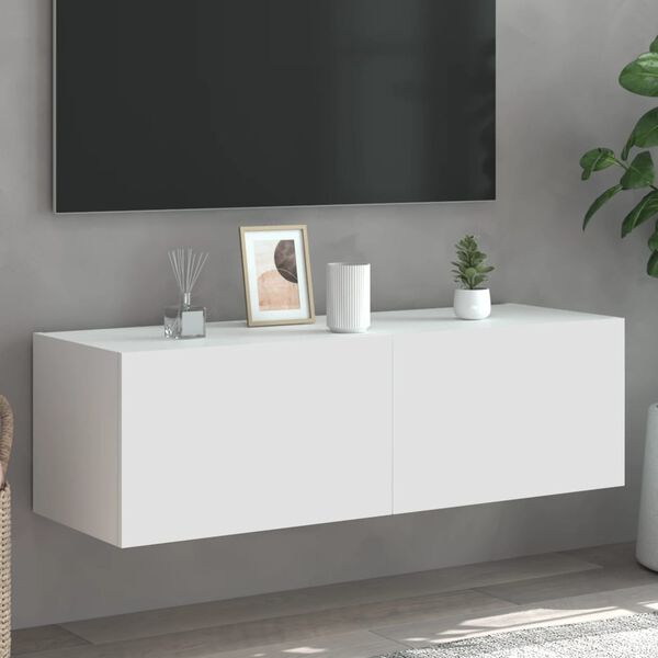 vidaXL TV-sein&auml;kaappi LED-valoilla valkoinen 100x35x31 cm